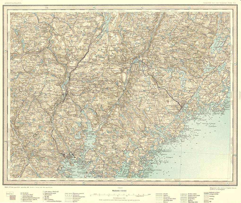 Map of Greater Kristiansand (1940). Source: Norwegian Mapping Authority.